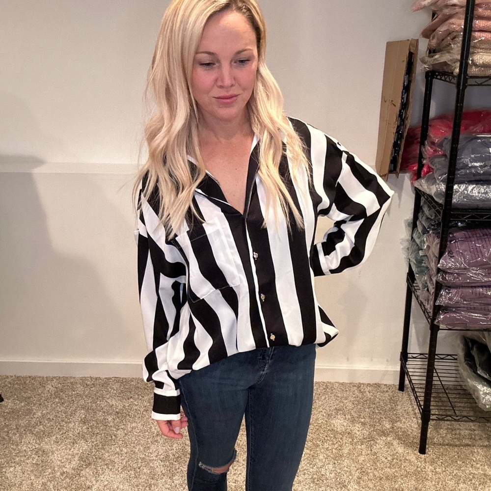 Stripe Postive Button Up Top - image 1